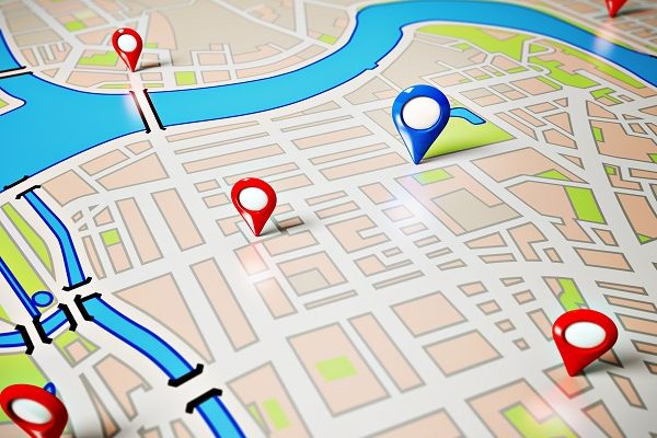 A Stylized View Of Google Maps Pins.